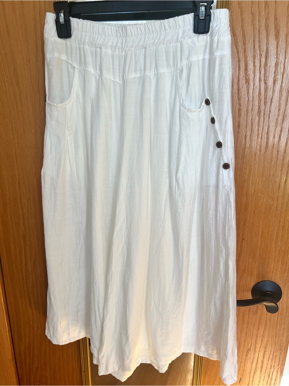 White Women's Button-Accent Casual Skirt